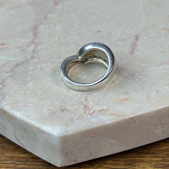 Elegant Silver 925 and Blue Women's Ring With Brilliants - Size 7 - Picture 5 of 7